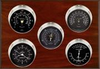 5 Instrument Weather Station - Professional, Nickel cases, Black dials, Mahogany panel