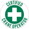 Brady B-946 Black on White Circle Vinyl Hard Hat Label - Printed Text = CERTIFIED CRANE OPERATOR - 49560 - 754476-49560 - R. S. Hughes Company, Inc.