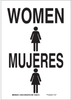 Brady B-401 Polystyrene Rectangle White Restroom Sign - 10 in Width x 14 in Height - Language English / Spanish - TEXT: WOMEN / DAMAS - 38997 - 754476-38997 - R. S. Hughes Company, Inc.