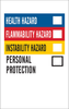 Brady B-235 Black / Blue / Red / Yellow on White Rectangle Paper Right-To-Know / Compliance Label - 1 1/4 in Width - 2 in Height - Printed Text = HEALTH HAZARD / FLAMMABILITY HAZARD / INSTABILITY HAZA -- 754476-58268 - Image