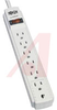 Surge Suppressor; 6; 15 A; lt 1 ns; 4 ft.; 0.8 lbs.; UL Listed; 15 A; 120 VAC; - 70101720 - Allied Electronics, Inc.