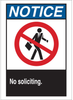Brady B-401 High Impact Polystyrene Rectangle White Loitering, Soliciting, & Trespassing Sign - 7 in Width x 10 in Height - TEXT: NOTICE NO SOLICITING - 45069 - 754476-45069 - R. S. Hughes Company, Inc.