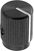 Knob;Instrumentation;Dia 0.5in;Shaft Sz0.25in;Screw;Saw Cut Line;Black Gloss - 70126018 - Allied Electronics, Inc.