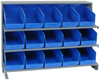 Sloped Bench Rack, 3Shelves, 15Bins, Blu; Shelving Unit Type Quantum Storage - 44AC6452 - Newark, An Avnet Company