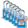 Brady Blue Nylon Steel 6-pin Keyed & Safety Padlock 51344 - 1 1/2 in Width - 1 3/4 in Height - 1/4 in Shackle Diameter - 1 Key(s) Included - 754476-51344 -- 754476-51344 - Image