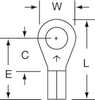 3M Scotchlok Blue Butted Non-Insulated Butted Ring Terminal MU14-10RX - 0.7 in Length - 0.33 in Wide - 0.09 in Inside Diameter - #10 Stud - 051128-59005 - R. S. Hughes Company, Inc.