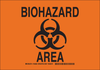 Brady B-485 Polyester Rectangle Orange Chemical, Biohazard, Hazardous & Flammable Material Sign - 10 in Width x 7 in Height - Laminated - TEXT: BIOHAZARD AREA - 126650 - 754473-74846 - R. S. Hughes Company, Inc.