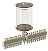 Clear View Multiple Feed Electro Lubricator, 1/2 gal Pyrex Reservoir, 19 Feeds, 1/4” OD Tube Outlets, 120V/60Hz - B4462-064PB1912061W - Oil-Rite Corp.