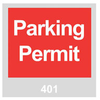 Brady Red / White on Gray Square Vinyl Parking Permit Label - 3 in Width - 3 in Height - Printed Text = PARKING PERMIT - Print Number(s) = 401 to 500 - 96237 - 754476-96237 - R. S. Hughes Company, Inc.