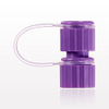 Female ENFit® Connector with Cap on Strap, Purple - 40091 - Qosina Corp.