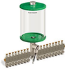 Green Color Key, Clear View Multiple Feed Electro Lubricator, 1/2 gal Pyrex Reservoir, 17 Feeds, 1/8