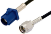 SMA Male to Blue FAKRA Plug Cable 36 Inch Length Using PE-C100-LSZH Coax - PE39342C-36 - Pasternack