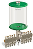 Green Color Key, Clear View Multiple Feed Electro Lubricator, 1/2 gal Acrylic Reservoir, 10 Feeds, 1/4” OD Tube Outlets, 120V/60Hz - B5162-064AB1012061GW - Oil-Rite Corp.
