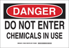Brady B-401 Polystyrene Rectangle White Chemical, Biohazard, Hazardous & Flammable Material Sign - 14 in Width x 10 in Height - TEXT: DANGER DO NOT ENTER CHEMICALS IN USE - 126202 - 754473-74366 - R. S. Hughes Company, Inc.