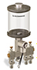 Clear View Multiple Feed Electro Lubricator, 1 pt Pyrex Reservoir, 3 Feeds, 1/4” OD Tube Outlets, 24VDC - B4462-016PB03024D1W - Oil-Rite Corp.
