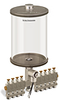 Clear View Multiple Feed Electro Lubricator, 1/2 gal Pyrex Reservoir, 9 Feeds, 1/8