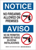 Brady B-302 Polyester Rectangle White Weapon Control Sign - 7 in Width x 10 in Height - Laminated - Language English / Spanish - 124973 - 754473-72589 - R. S. Hughes Company, Inc.