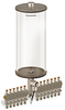 Clear View Multiple Feed Electro Lubricator, 1 gal Acrylic Reservoir, 13 Feeds, 1/4” OD Tube Outlets, 24VDC - B4462-128AB13024D1W - Oil-Rite Corp.