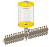 Yellow Color Key, Clear View Multiple Feed Electro Lubricator, 1/2 gal Pyrex Reservoir, 20 Feeds, 1/8