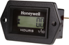 Honeywell LM Series Hour Meter in a diamond shape with black bezel, two 1/4 inch blade terminals (positive, negative), 9 V to 64 V voltage range, and the Honeywell logo on the face -- LM-HH2AS-H11