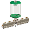 Green Color Key, Clear View Multiple Feed Electro Lubricator, 1/2 gal Acrylic Reservoir, 18 Feeds, 1/8