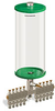 Green Color Key, Clear View Multiple Feed Manual Lubricator, 1 gal Acrylic Reservoir, 10 Feeds, 1/4” OD Tube Outlets - B5163-128AB101GW - Oil-Rite Corp.
