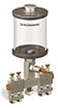 Clear View Multiple Feed Manual Lubricator, 1 pt Pyrex Reservoir, 4 Feeds, 1/8