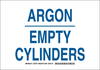 Brady B-555 Aluminum Rectangle White Chemical, Biohazard, Hazardous & Flammable Material Sign - 14 in Width x 10 in Height - TEXT: ARGON EMPTY CYLINDERS - 125580 - 754473-73267 - R. S. Hughes Company, Inc.