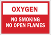 Brady B-401 Polystyrene Rectangle Red Chemical, Biohazard, Hazardous & Flammable Material Sign - 10 in Width x 7 in Height - TEXT: OXYGEN NO SMOKING NO OPEN FLAMES - 25138 - 754476-25138 - R. S. Hughes Company, Inc.