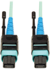 MTP/MPO Patch Cable with Push/Pull Tab Connectors, 100GBASE-SR10, CXP, 24 Fiber, 100GbE OM3 Plenum-rated - Aqua, 3M (10-ft.) -- N846-03M-24-P - Image