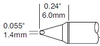 Metcal Smartheat Soldering Cartridge STTC-138P - Chisel Tip - 0.24 in Tip Length - 0.055 in Tip Width - METCAL STTC-138P - R. S. Hughes Company, Inc.
