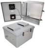 18x16x10 Polycarbonate Weatherproof Outdoor IP24 NEMA 3R Enclosure, 240 VAC Universal Outlet MNT PLT, Mechanical Thermostat Fan DKGY - TEPC181610-E0F - Transtector Systems, Inc.