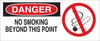 Brady B-120 Fiberglass Reinforced Polyester Rectangle White Smoking Not Permitted Sign - 17 in Width x 7 in Height - TEXT: DANGER NO SMOKING BEYOND THIS POINT - 70452 - 754476-70452 - R. S. Hughes Company, Inc.