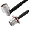 Low PIM RA 4.3-10 Male to 4.3-10 Female 4 Hole Flange Cable 1/4 inch Superflexible Coax in 60 Inch - FMCA2245-60 - Fairview Microwave Inc.
