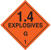 Brady B-120 Fiberglass Reinforced Polyester Square Orange Truck Placards Sign - 10 3/4 in Width x 10 3/4 in Height - TEXT: EXPLOSIVE 1.4G 1 - 63366 - 754476-63366 - R. S. Hughes Company, Inc.
