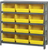 Open Shelving, 5Shelves, 12Bins, Yellow; Shelving Unit Type Quantum Storage - 44AC8781 - Newark, An Avnet Company