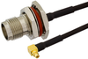 TNC Female Bulkhead to MMCX Plug Right Angle Semi-Flexible Cable 18 Inch Length Using PE-SR405FLJ Coax with HeatShrink, LF Solder, RoHS - PE39492-18 - Pasternack