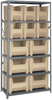 Open Shelving, 6Shelves, 10Bins, Ivory; Shelving Unit Type Quantum Storage - 44AC6737 - Newark, An Avnet Company