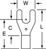 3M Scotchlok Blue Non-Locking Brazed Non-Insulated Brazed Fork & Spade Terminal M14-6FX - 0.7 in Length - 0.34 in Fork Width - #6 Stud - 051128-59024 - R. S. Hughes Company, Inc.