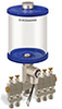 Blue Color Key, Clear View Multiple Feed Electro Lubricator, 1 qt Pyrex Reservoir, 5 Feeds, 1/4
