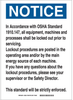 Brady B-555 Aluminum Rectangle White Lockout / Tagout Sign - 10 in Width x 14 in Height - TEXT: NOTICE IN ACCORDANCE WITH OSHA STANDARD 1910147.etc - 43519 - 754476-43519 - R. S. Hughes Company, Inc.