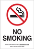 Brady B-302 Polyester Rectangle White Smoking Not Permitted Sign - 7 in Width x 10 in Height - Laminated - TEXT: NO SMOKING - 88427 - 754476-88427 - R. S. Hughes Company, Inc.