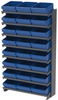 Akro-Mils APRS 400 lb Blue Gray Powder Coated Steel 16 ga Single Sided Fixed Rack - 36 3/4 in Overall Length - 24 Bins - Bins Included - APRS112 BLUE -- APRS112 BLUE - Image