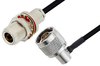 N Female Bulkhead to N Male Right Angle Cable 36 Inch Length Using PE-SR402FLJ Coax - PE3W03365-36 - Pasternack