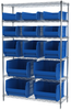 Akro-Mils Akrobin 2000 lb Adjustable Blue Chrome Steel Open Adjustable Fixed Shelving System - 3 Bins, 4 Bins - 2000 lb Total Capacity - AWS1848SAB BLUE - AWS1848SAB BLUE - R. S. Hughes Company, Inc.