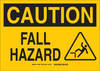 Brady B-555 Aluminum Rectangle Yellow Fall Prevention Sign - 14 in Width x 10 in Height - TEXT: CAUTION FALL HAZARD - 132077 - 754473-83154 - R. S. Hughes Company, Inc.
