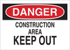Brady B-401 Polystyrene Rectangle White Construction Site Sign - 14 in Width x 10 in Height - TEXT: CONSTRUCTION AREA KEEP OUT - 25804 - 754476-25804 - R. S. Hughes Company, Inc.