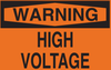 Brady B-555 Aluminum Rectangle Orange Electrical Safety Sign - 14 in Width x 10 in Height - TEXT: WARNING HIGH VOLTAGE - 41127 - 754476-41127 - R. S. Hughes Company, Inc.