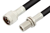 N Male to N Female Bulkhead Cable 12 Inch Length Using RG213 Coax, RoHS - PE33543LF-12 - Pasternack