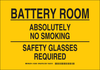 Brady B-401 Polystyrene Rectangle Yellow Battery Changing Area & Battery Room Sign - 10 in Width x 7 in Height - 125590 - 754473-73295 - R. S. Hughes Company, Inc.